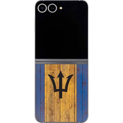Barbados Flag Dark Wood Galaxy Z Flip6 Skin